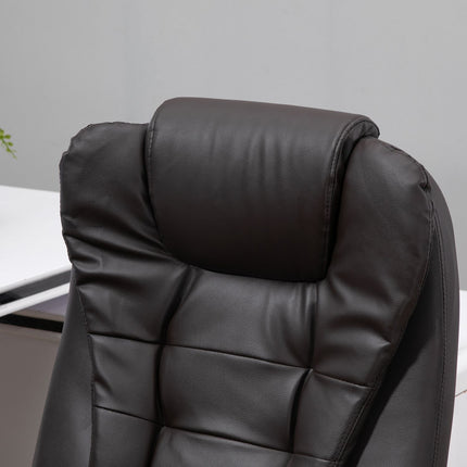 Vibration massage office chair with heat, artificial leather, brown