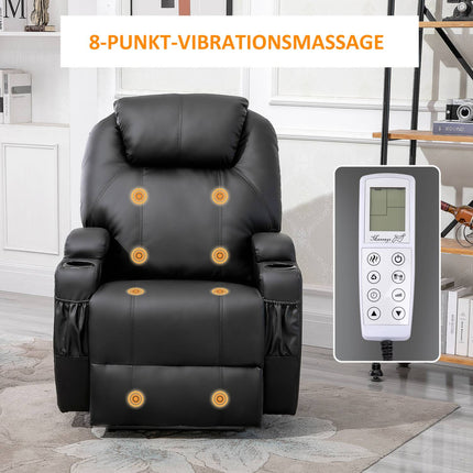 Black artificial leather massage chair - reclining relaxation