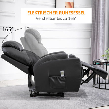 Black artificial leather massage chair - reclining relaxation
