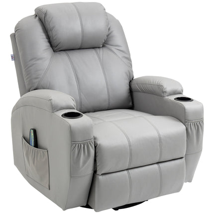 Gray artificial leather massage chair - Armchair with remote control and tilt function