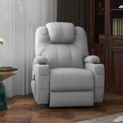 Gray artificial leather massage chair - Armchair with remote control and tilt function