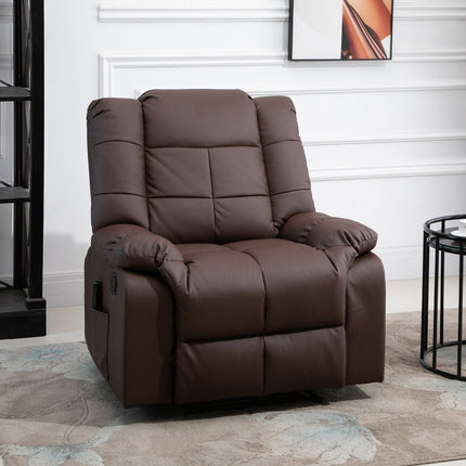 Electric massage armchair, brown artificial leather, 94x99 Cm