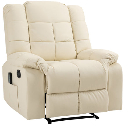 Electric massage chair - artificial leather, cream white, 94x99x99 Cm