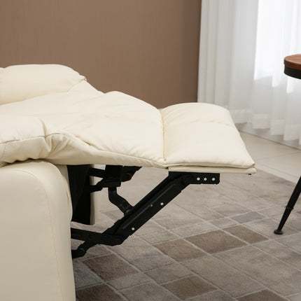 Electric massage chair - artificial leather, cream white, 94x99x99 Cm