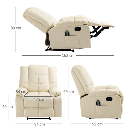 Electric massage chair - artificial leather, cream white, 94x99x99 Cm