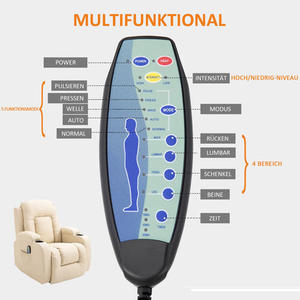 Lying massage and heating TV chair with remote control, cup holder
