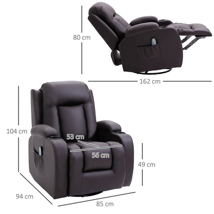 Massage Chair With Heat & Lying, Cup Holder, Brown