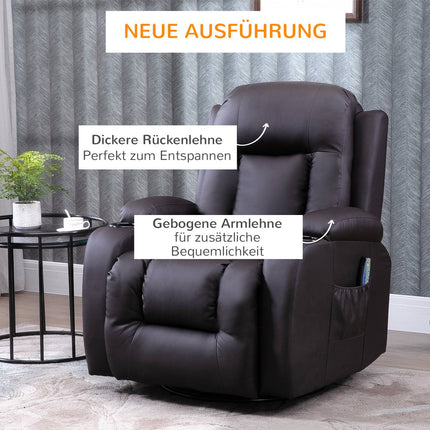 Massage Chair With Heat & Lying, Cup Holder, Brown