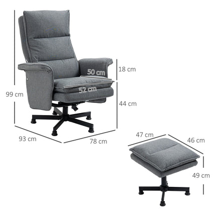 Electric gray swivel massage chair with footstool and remote control