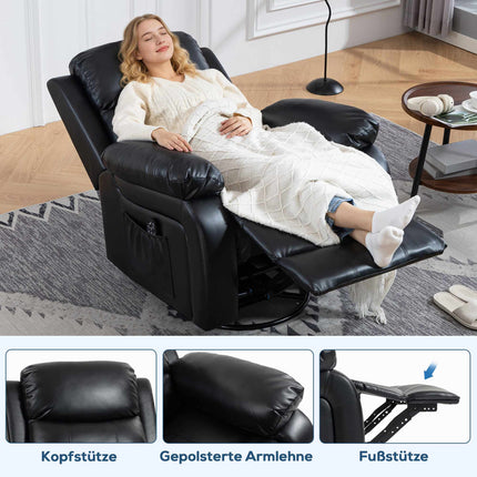 Massage Chair with 8 Vibration Points, Reclining, Black