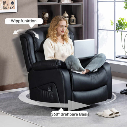 Massage Chair with Heat, Recline, Faux Leather, Black