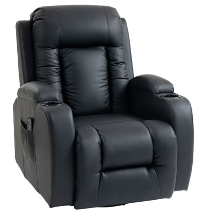 Massage Chair with Heat, Recline & Swivel – Black