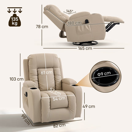 Massage Chair with Recline, Rock, Heat, 3 Modes, Cream White