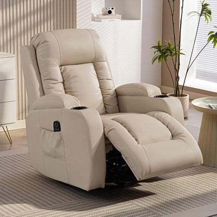 Massage Chair with Recline, Rock, Heat, 3 Modes, Cream White