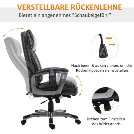 Massage office chair, artificial leather, swivel, with headrest