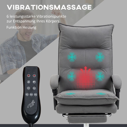 Ergonomic office chair with heating, tilt, footrest, adjustable height