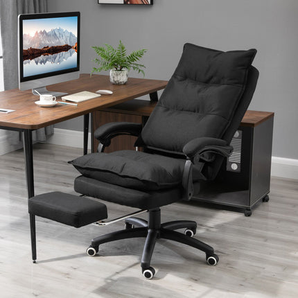 Ergonomic office chair, massage & recline with footrest, black