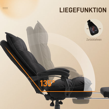 Ergonomic office chair, massage & recline with footrest, black