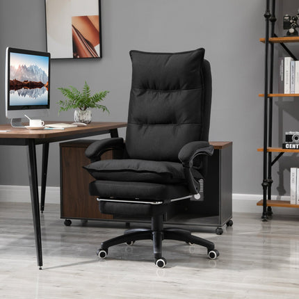 Ergonomic office chair, massage & recline with footrest, black