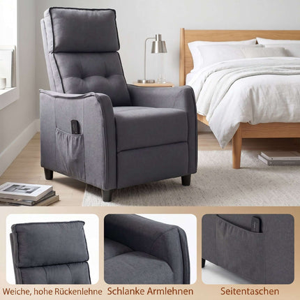 Massage Recliner Chair With Footrest, 160 Recline, Gray