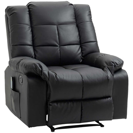Electric recliner with massage - artificial leather, black