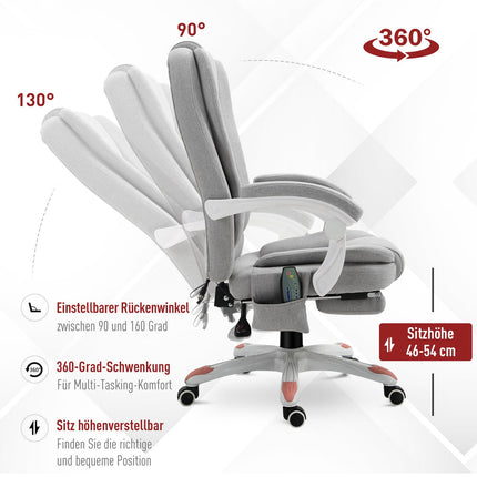 Massage chair - polyester foam, gray, adjustable height