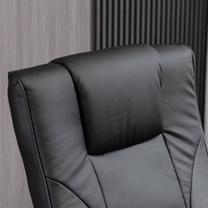 Reclining massage chair in synthetic leather with footstool, 360° rotatable