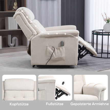 Electric reclining massage chair, Remote controlled, Light grey