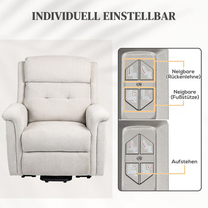 Electric reclining massage chair, Remote controlled, Light grey
