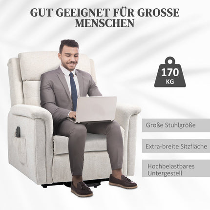 Electric reclining massage chair, Remote controlled, Light grey