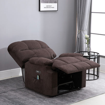Lounger massage chair with heat, adjustable, brown plush