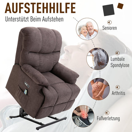 Lounger massage chair with heat, adjustable, brown plush