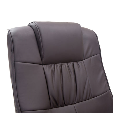 Reclining massage chair in brown artificial leather with ottoman
