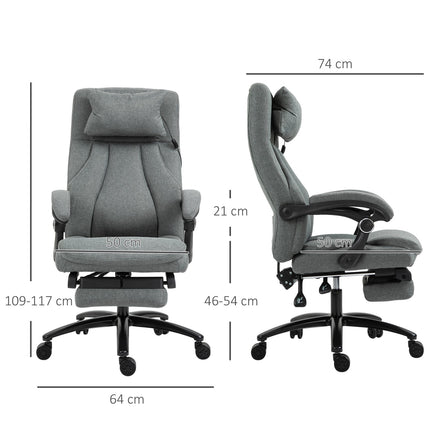 Ergonomic reclining gray office chair - adjustable in height