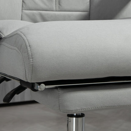 Ergonomic reclining office chair with footrest, light grey