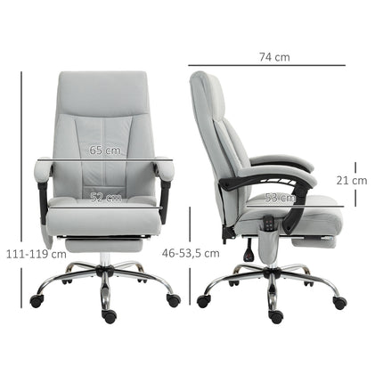 Ergonomic reclining office chair with footrest, light grey