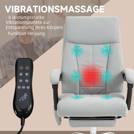 Ergonomic reclining office chair with footrest, light grey