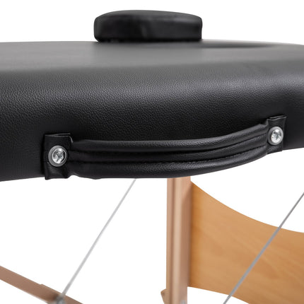 Height-adjustable massage table in black foam - poplar wood