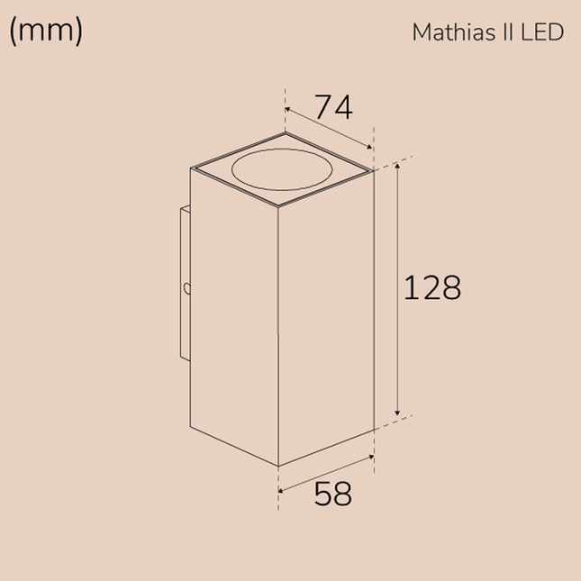 Mathias II Wall light LED IP65 3000K 6W 520lm White