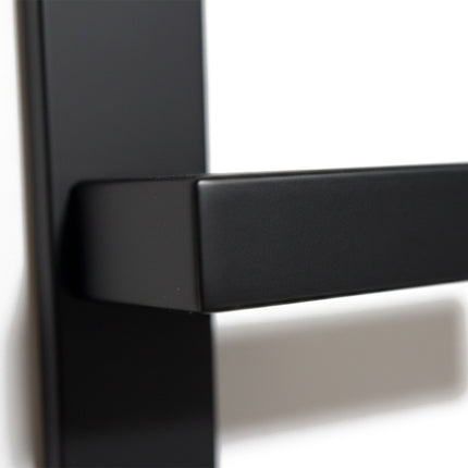 Matt Black Door Handle Set with Long Backplate