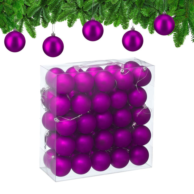 Matte Christmas Tree Baubles Set, 50 Pieces