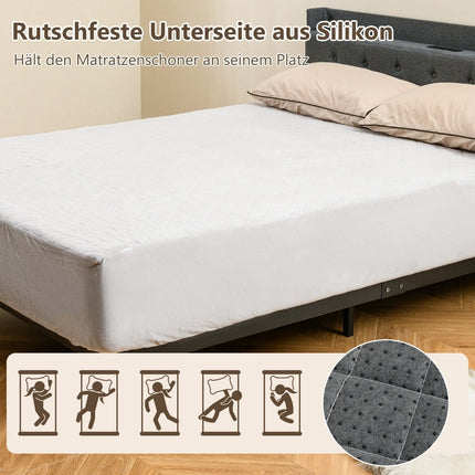 Mattress Protector, Deep Pocket, Velvet, 90x200 cm, Grey