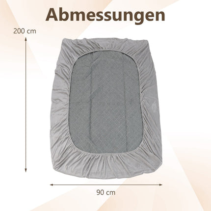 Mattress Protector, Deep Pocket, Velvet, 90x200 cm, Grey