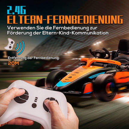 Orange electric car for children, 2-speed, remote control, 30 kg capacity