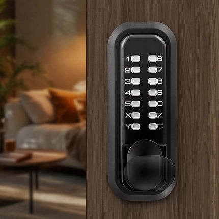 Mechanical Keyless Door Lock, 4-7 Digit, Black