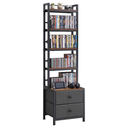 Media Storage Cabinet, 4-Shelf CD DVD Organizer, Drawers