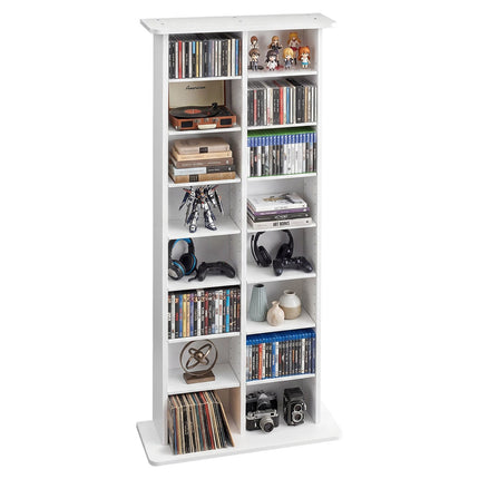 Media Storage Cabinet, 8-Tier DVD CD Shelf, White