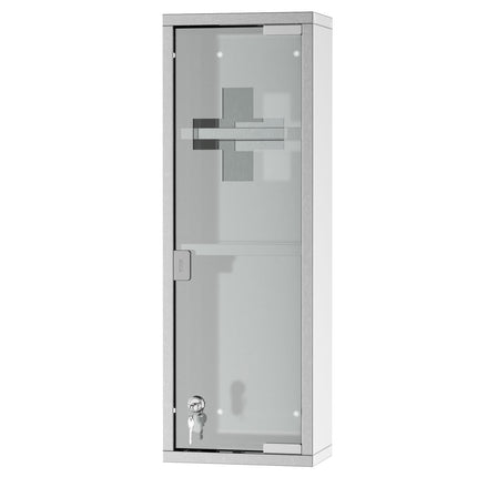 Medicine cabinet in stainless steel with frosted glass, 20x12x58 cm