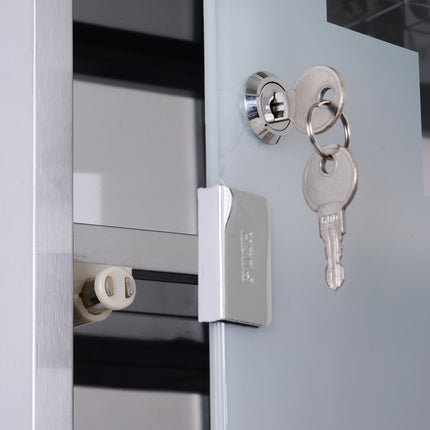 Locking medicine cabinet in stainless steel, 30x18x50 cm Safe storage