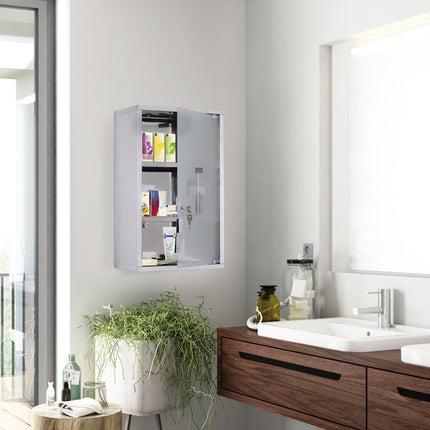 Locking medicine cabinet in stainless steel, 30x18x50 cm Safe storage